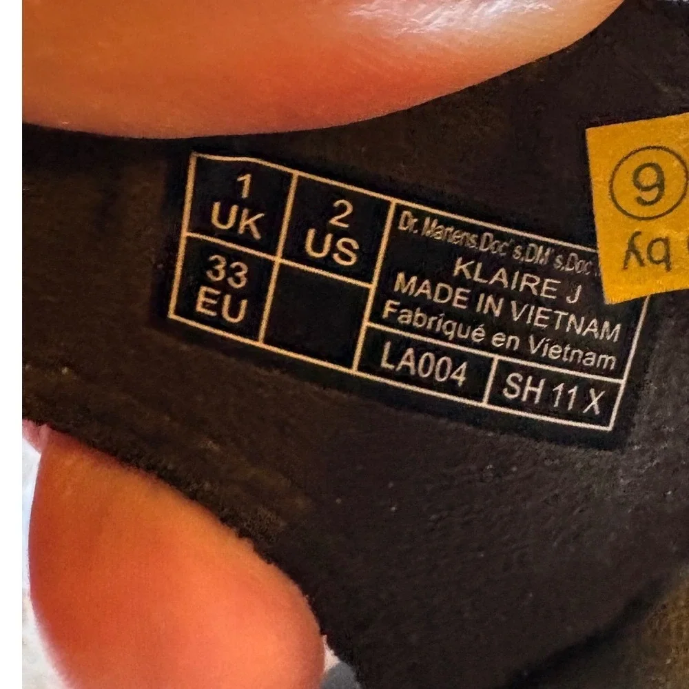 Dr. Martens Klaire J Kids Size 2 Black Excellent Leather Triple Strap Sandals